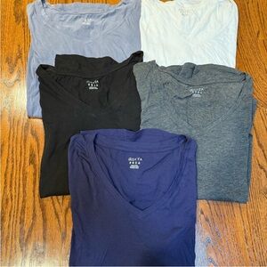 Womens V-Neck Shirt pack - Navy, Black, Gray, White, Light Blue